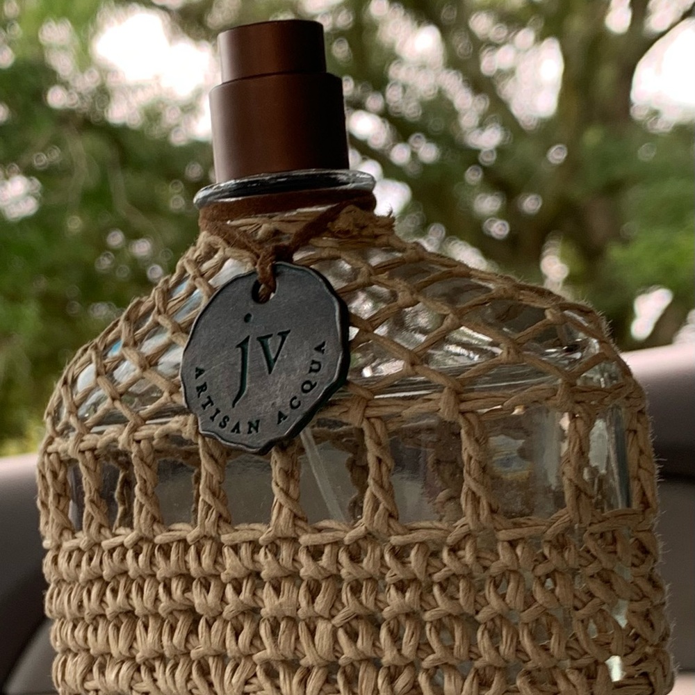 JV Artisan Acqua Fragrance Bottle with Woven Cover - Beige